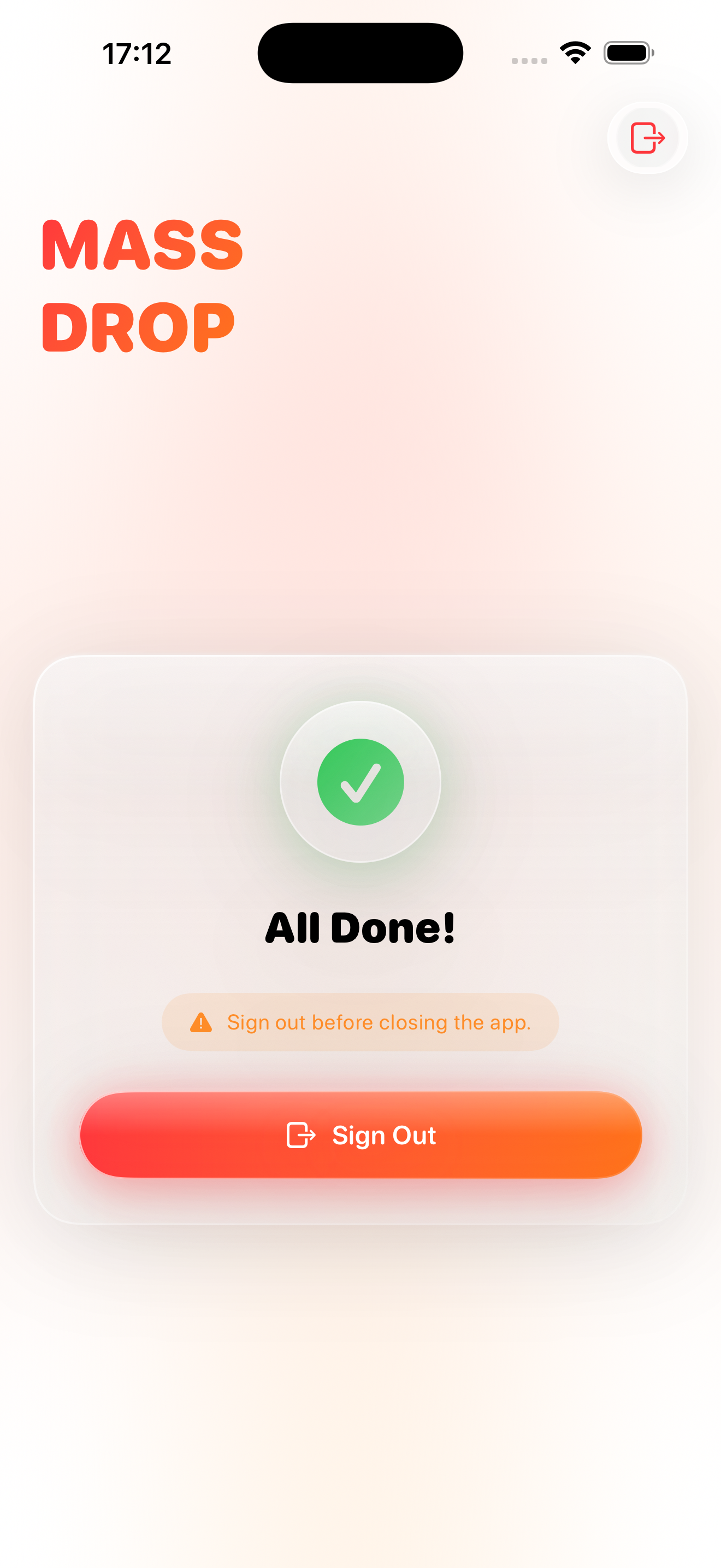 All done screen