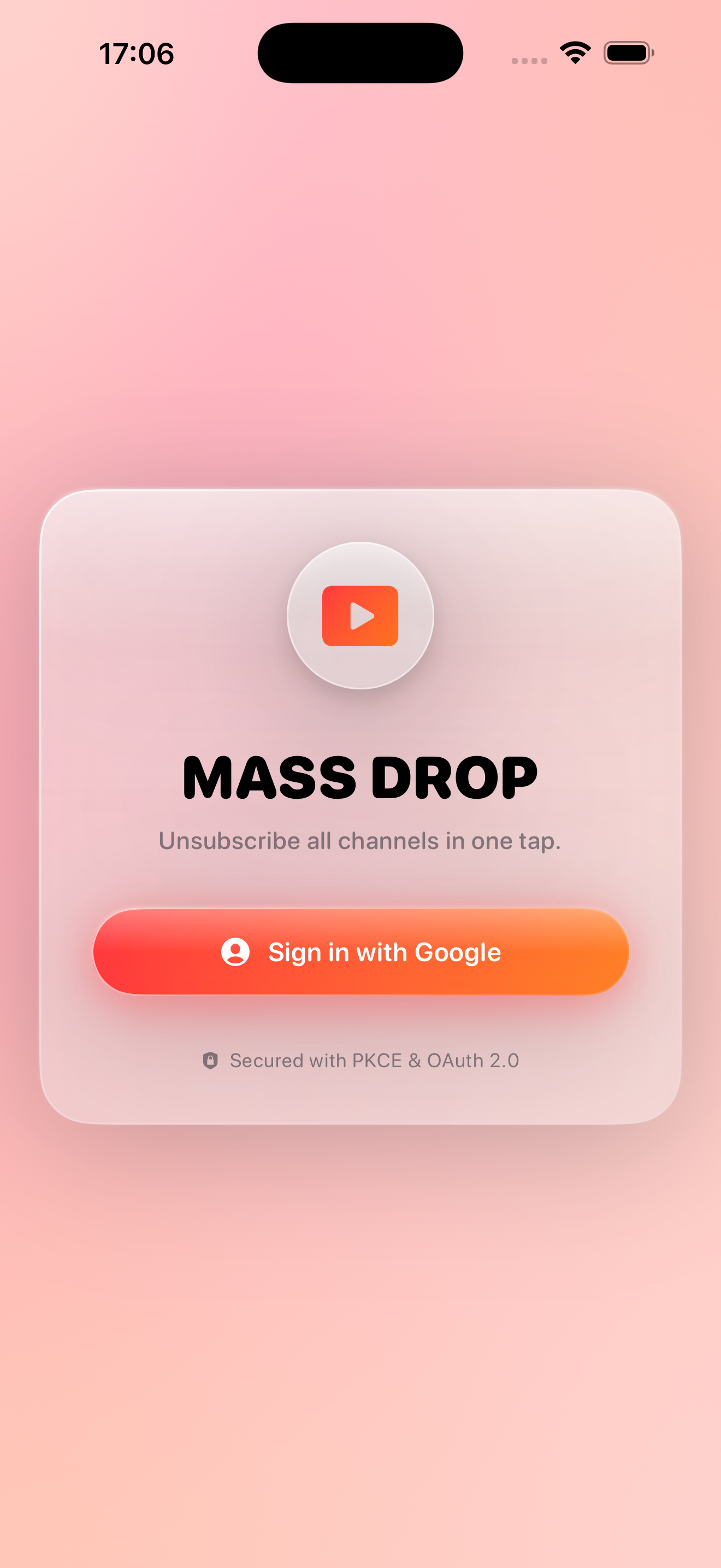 Sign in screen